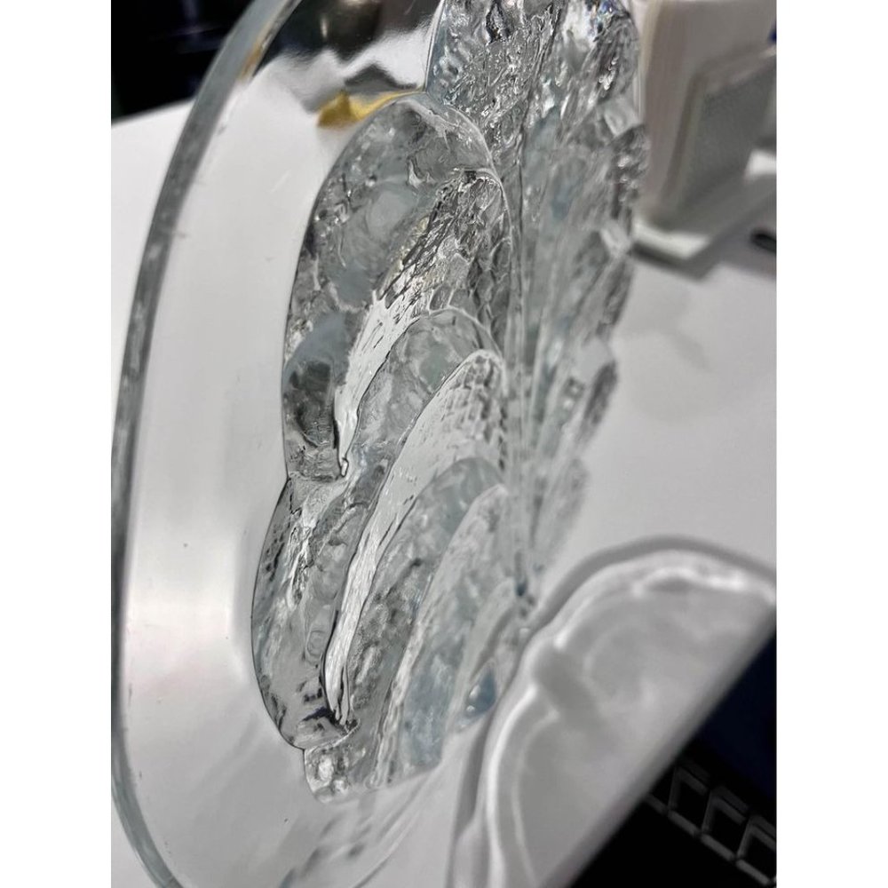 Vintage-MCM Orrefors EDEN Leaf CHEESE PLATE Platter Lars Hellsten, Sweden 1980s - Picture 2 of 5